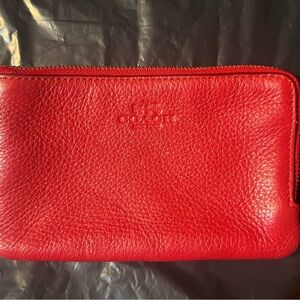 Coach Vibrant Red Leather Wristlet